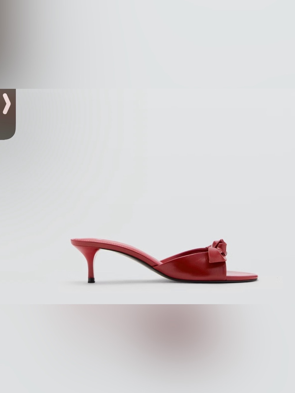 Mango Red Kitten-Heel Slide with Bow Detail